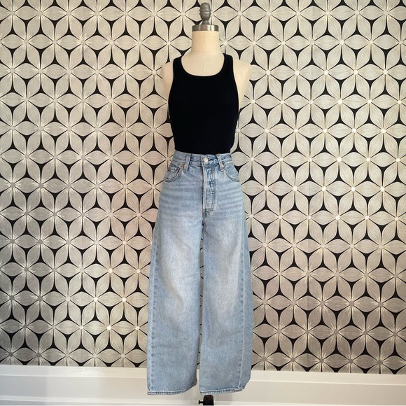 Levis High Waisted Button Up Ribcage Straight Jeans - Picture 1 of 6